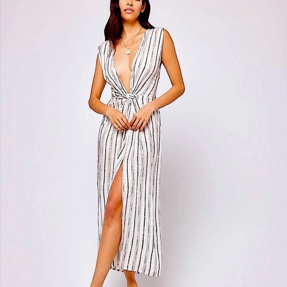 L*Space Black and White Striped Maxi Dress